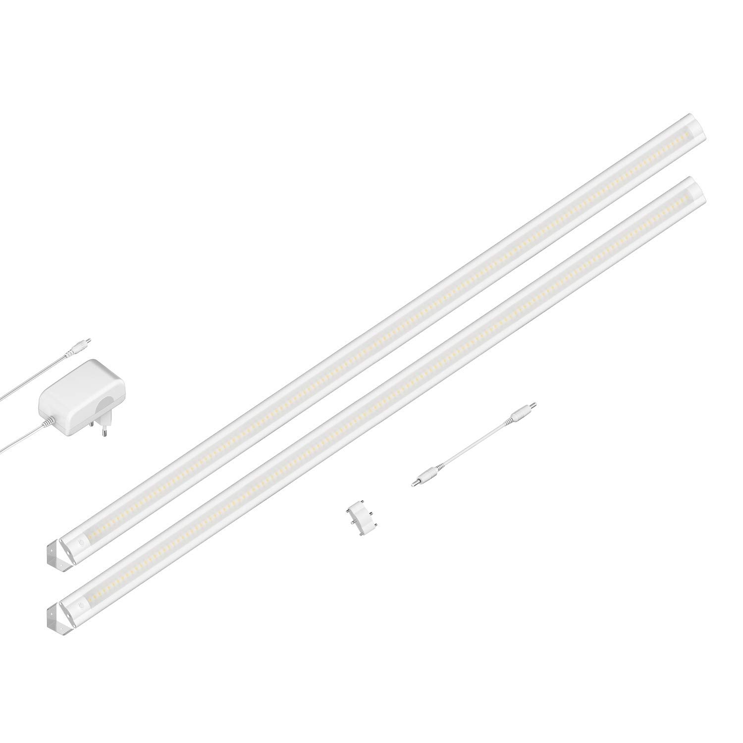 ledscom.de LED Unterbau-Leuchte SIRIS weiß matt, mit Verbinder, Eckmontage, flach, je 90cm, je 1044lm, weiß 2er Set