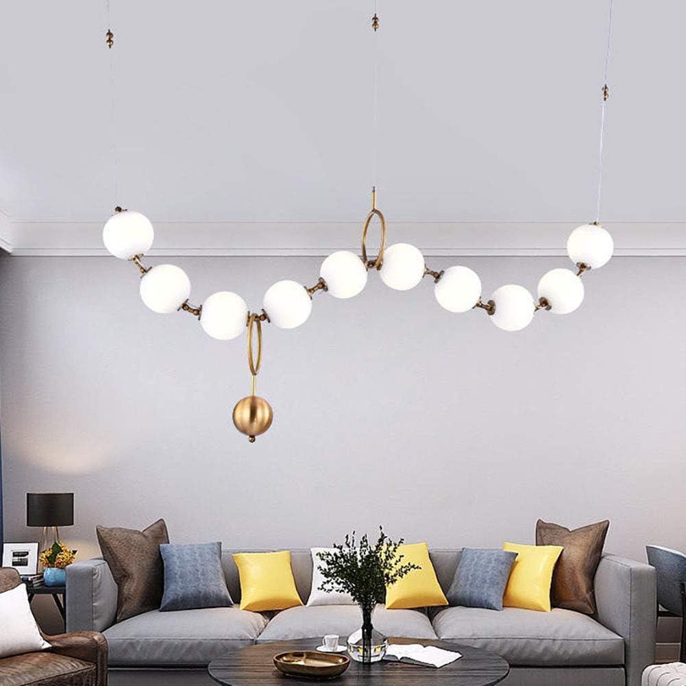 Ceiling Pendant Light,LED Nordic Milan Designer Glass Chandelier,Living Room Dining Room Bedroom,Simple Creative Variable Shape Linear Pendant Lamp-Golden. 10 Head