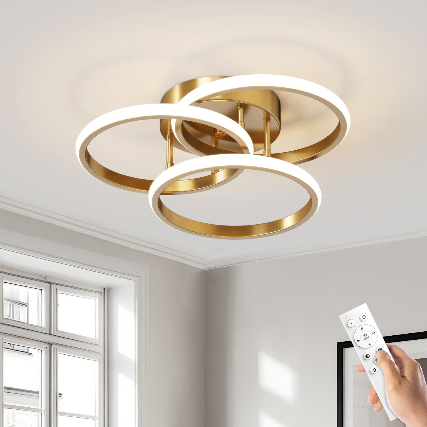 Photo 1 of Miss Lighting 15in 3-Ring Gold LED Ceiling Light