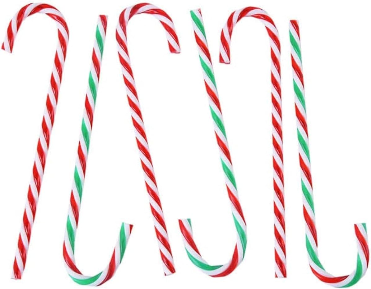 Christmas Crutch Candy Swirl Ornaments Christmas Crutches Decoration Candy Cane Twisted Plastic Candy Cane,for Xmas Tree Holiday Party Supplies Ornaments Gift(12PCS)