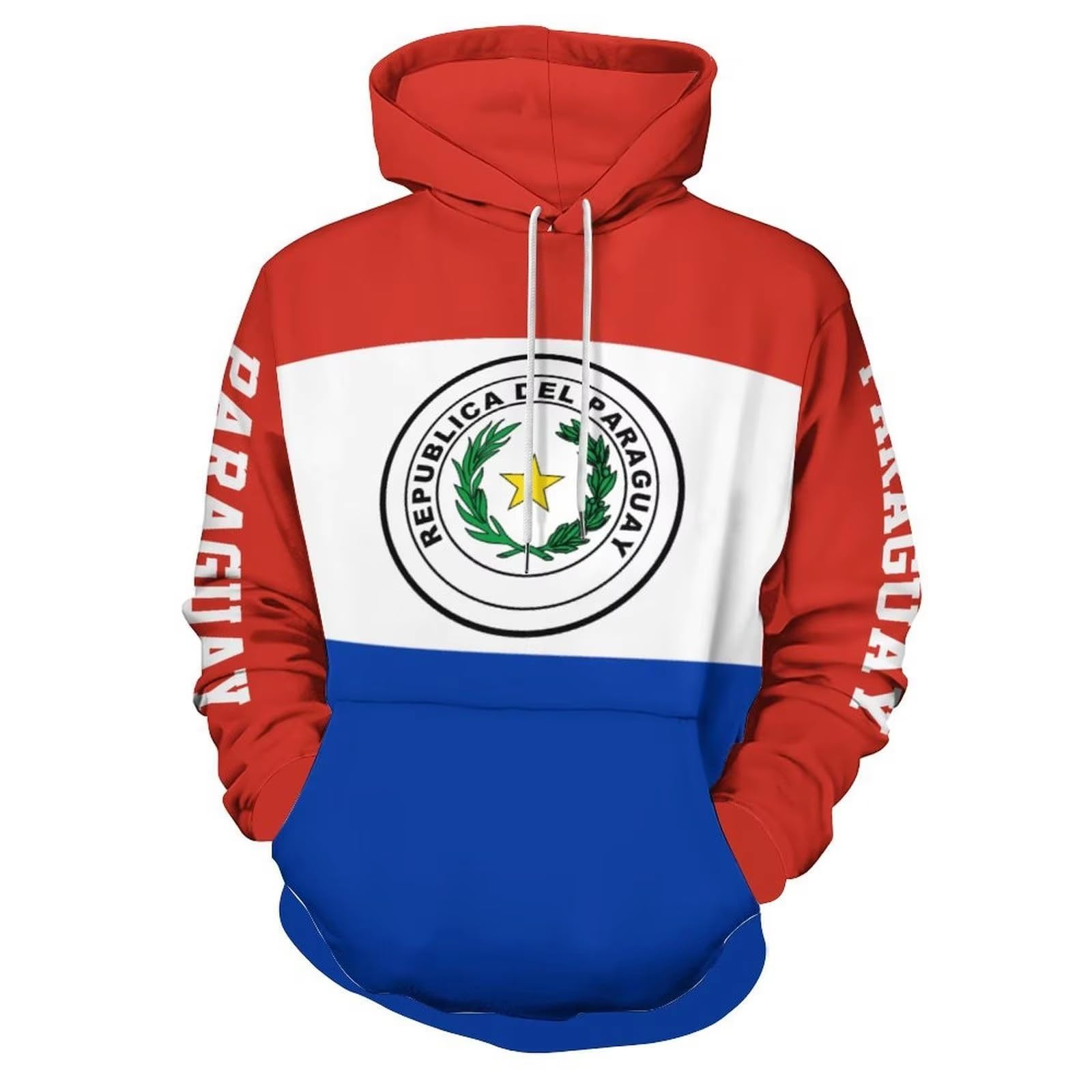Sweat à capuche élastique imprimé drapeau paraguay pull mode grande taille