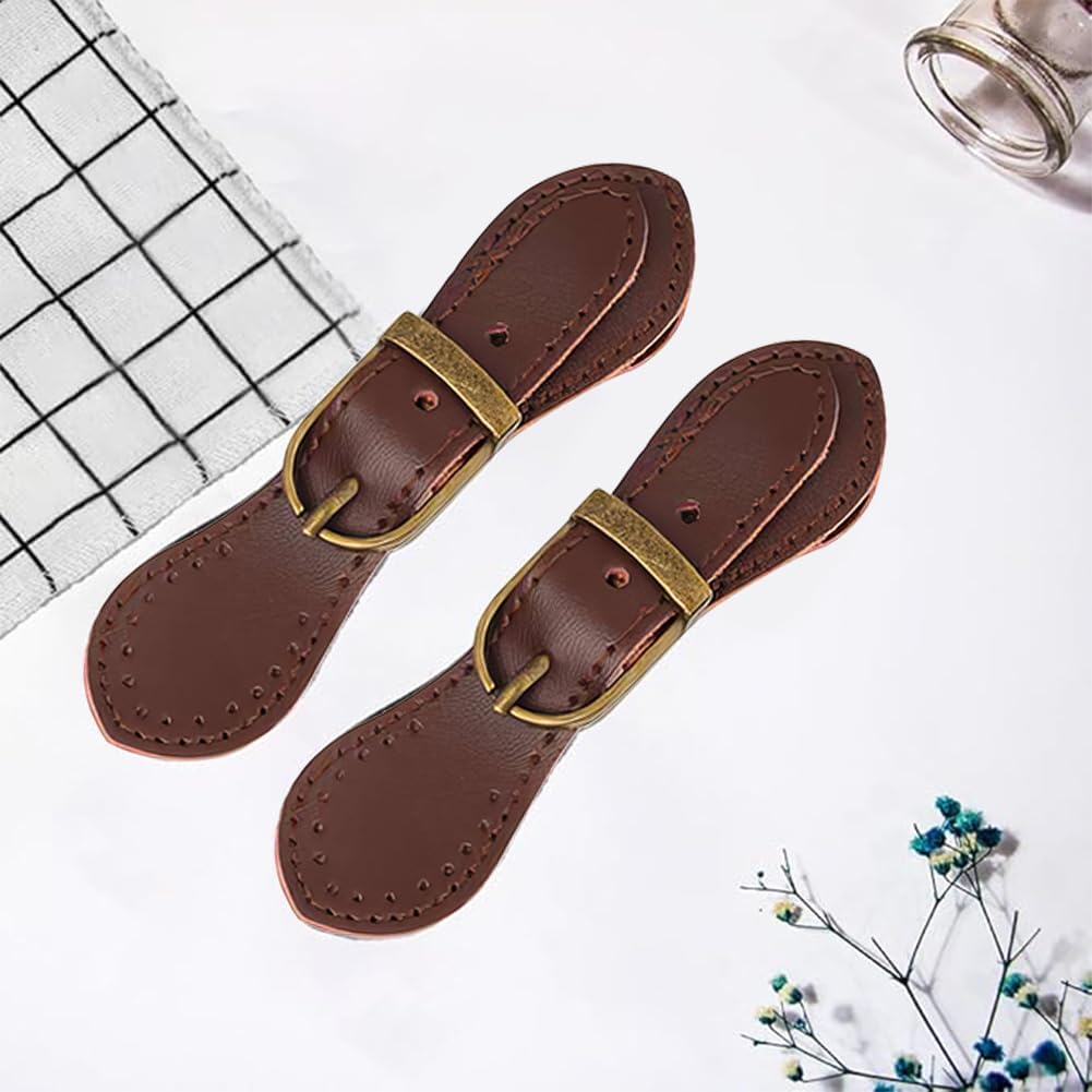Cowhide Leather Snap Buckle Closures Sew on Toggles Buttons Fasteners
