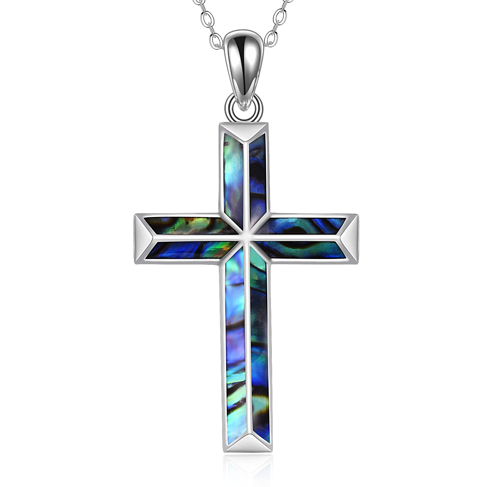 ONEFINITY Religious Cross Pendant Necklace Sterling Silver Origami Cross Pendant Gifts for Women Men Jewelry