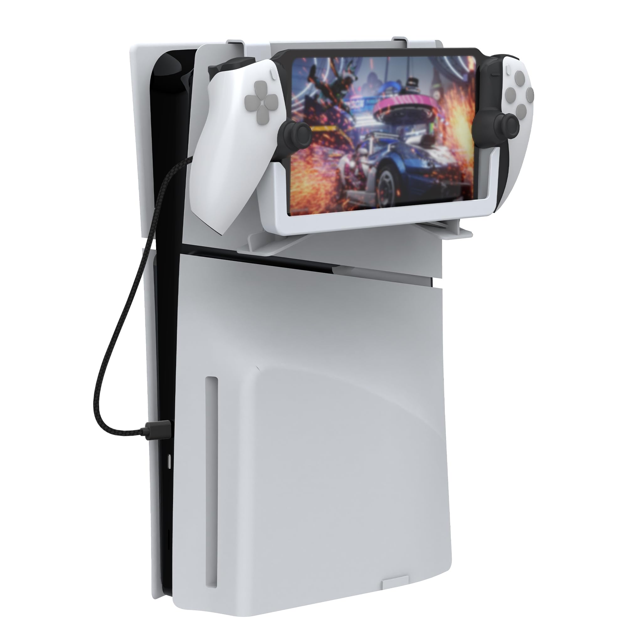 Dobewingdelou Supporto di ricarica compatibile con PlayStation Portal, supporto a doppio uso con ricarica magnetica per lettore remoto P5 Portal