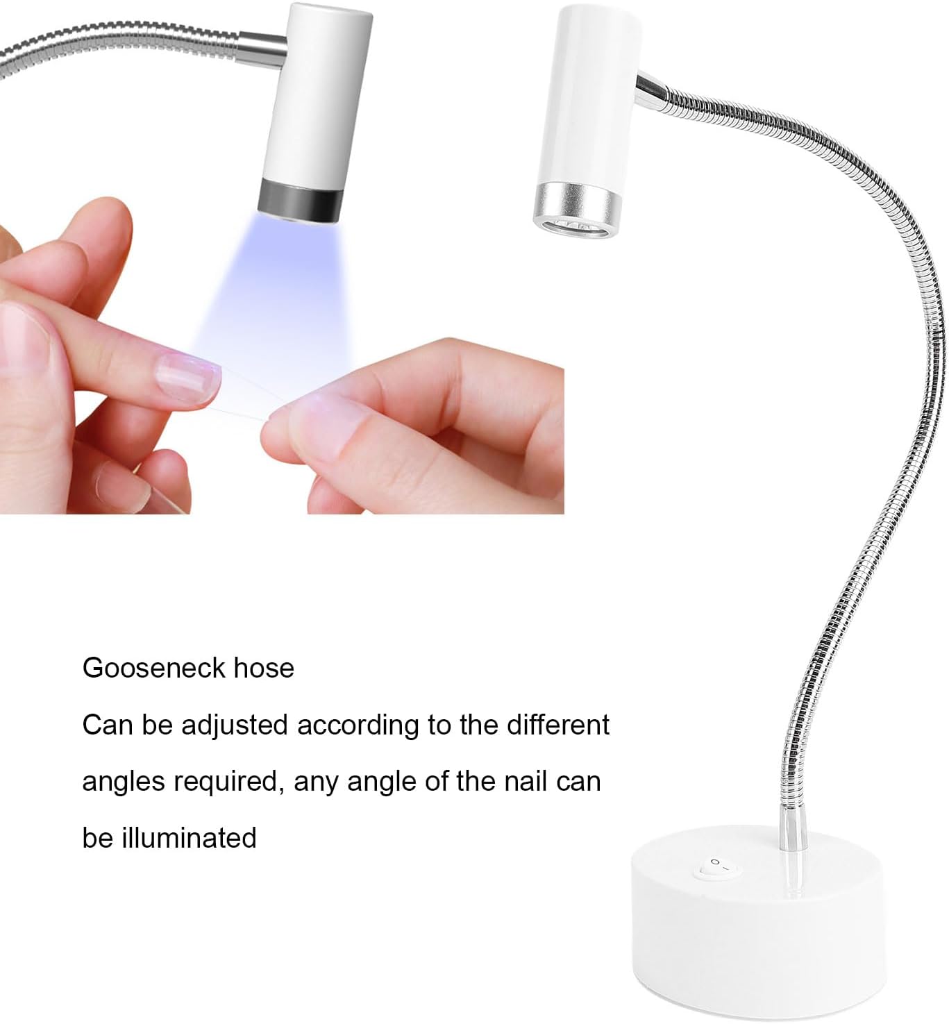 Nail Lamp, LED Light Chips Touch Switch Gooseneck Adjustable Rechargeable Cordless Curing Light, Default 30s Timer Portable Nail Dryer for Quick Drying and Efficient Nail