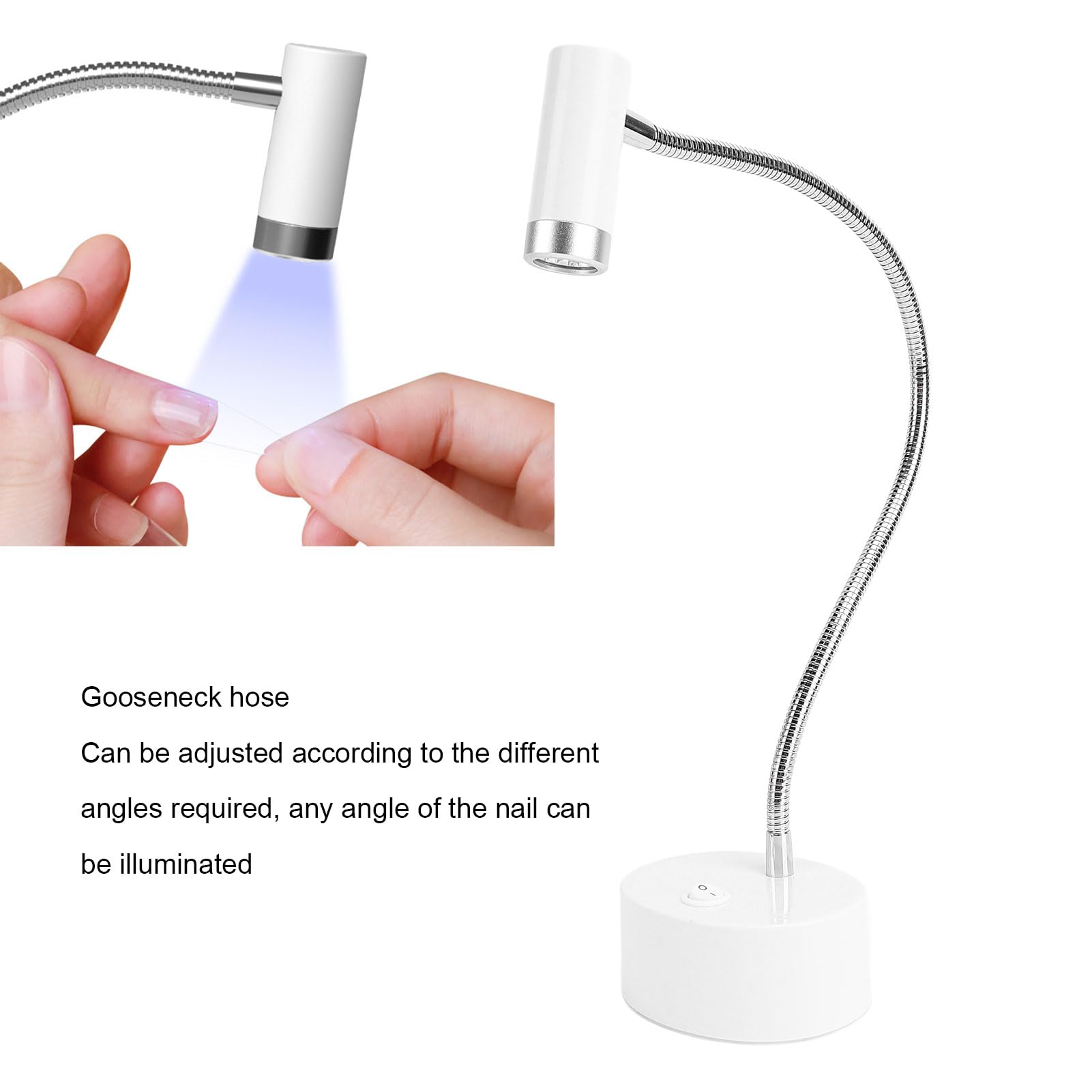 Lampada per Unghie LED UV Senza Fili con Braccio Flessibile a Collo di Cigno, Controllo Touch, Ricaricabile Rapida Polimerizzazione del Gel a Casa, in Salone