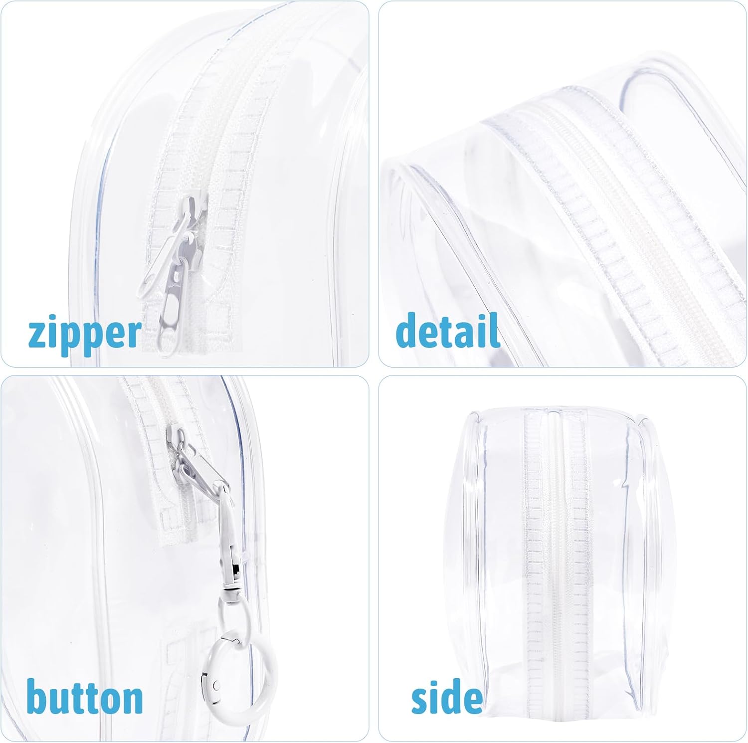 Clear Figure Display Case, Protective Case for Plush Doll Storage Bag PVC Hanging Doll Cover Pouch with Keychain for 17cm Dolls Accessories.(White)