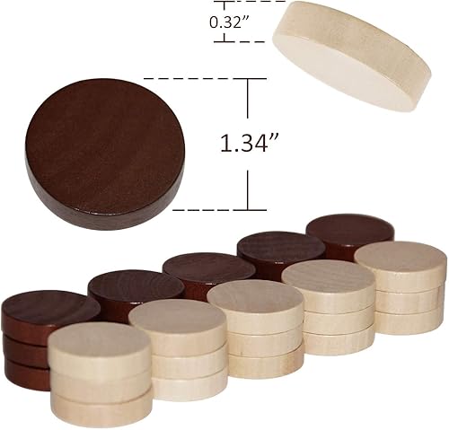 Miniatura 2 de ASNEY Juego de piezas de backgammon de madera, piezas de madera maciza, juego de mesa de juego de mesa y 5 dados, incluye bolsa de almacenamiento