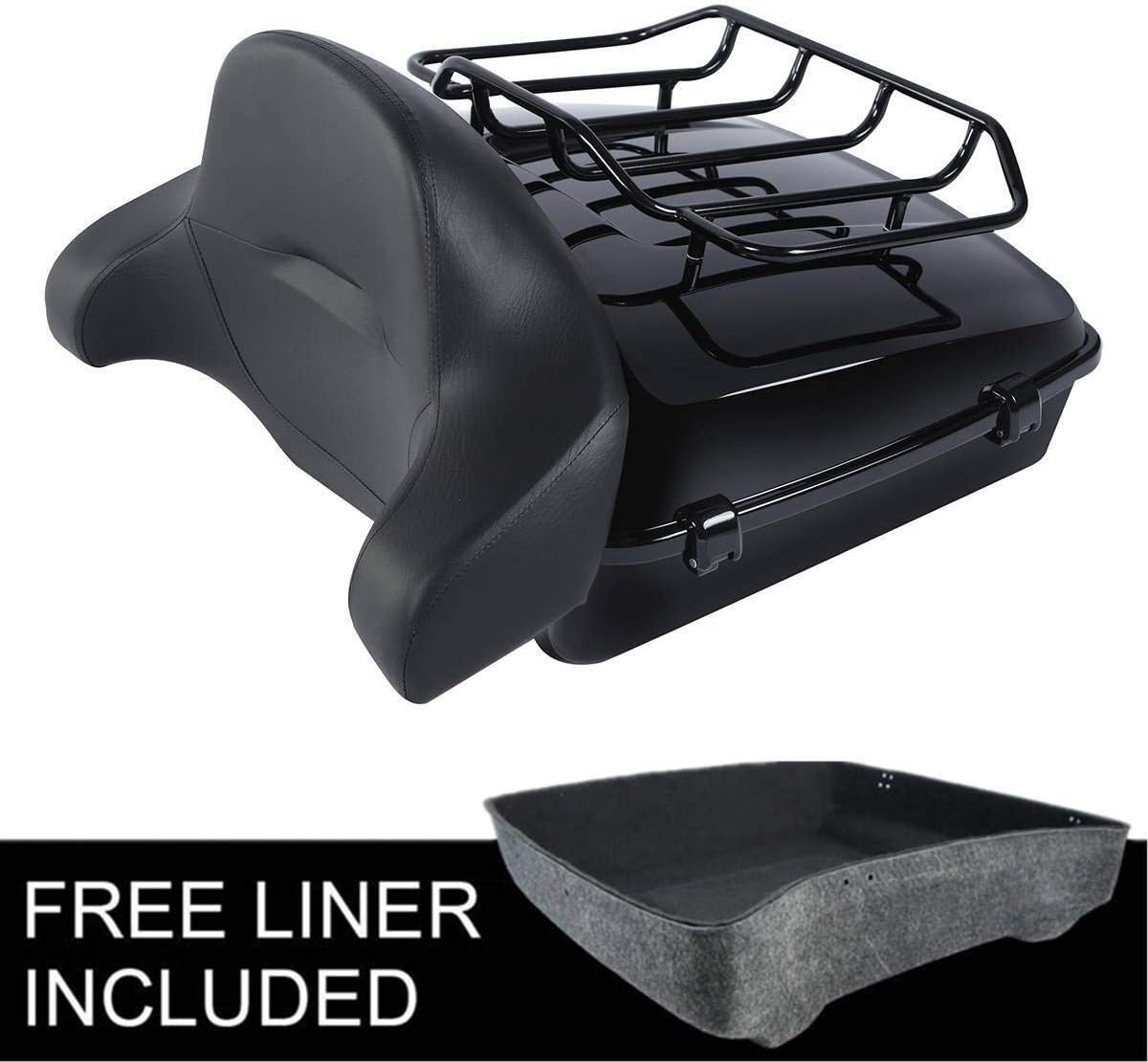 TCMT Chopped Black Latches Trunk Backrest Luggage Rack Mounting Rack Fit For Harley 2014-2025 Touring CVO Road King Road Glide Street Glide Electra Glide Pack