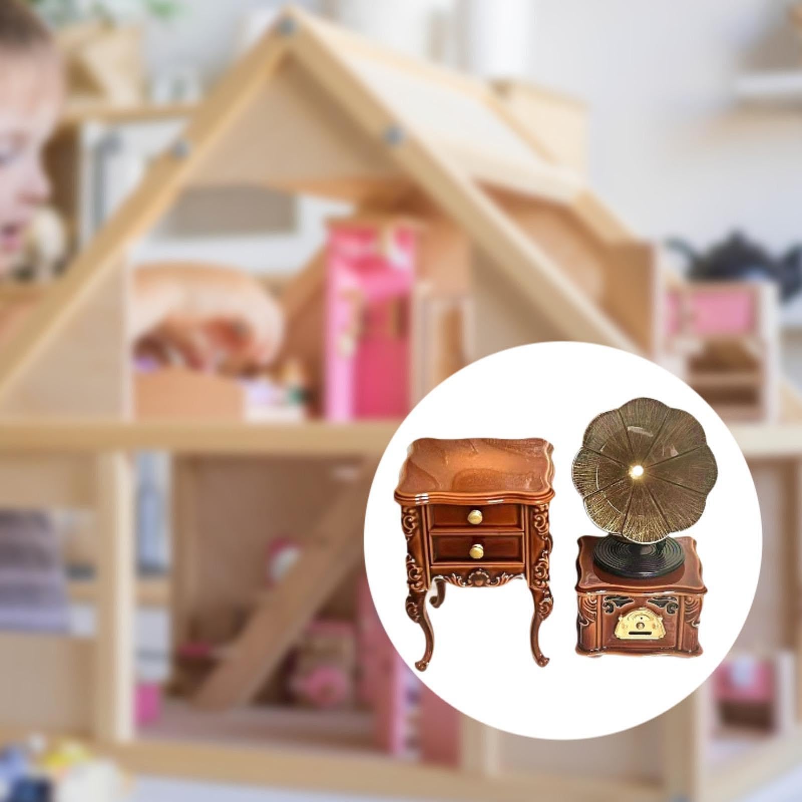 Odoria Miniatur Grammophon Im Maßstab 1:12 – Metall, Für Puppenhaus & Diorama (ca. 3,1x1,6x3 Cm)