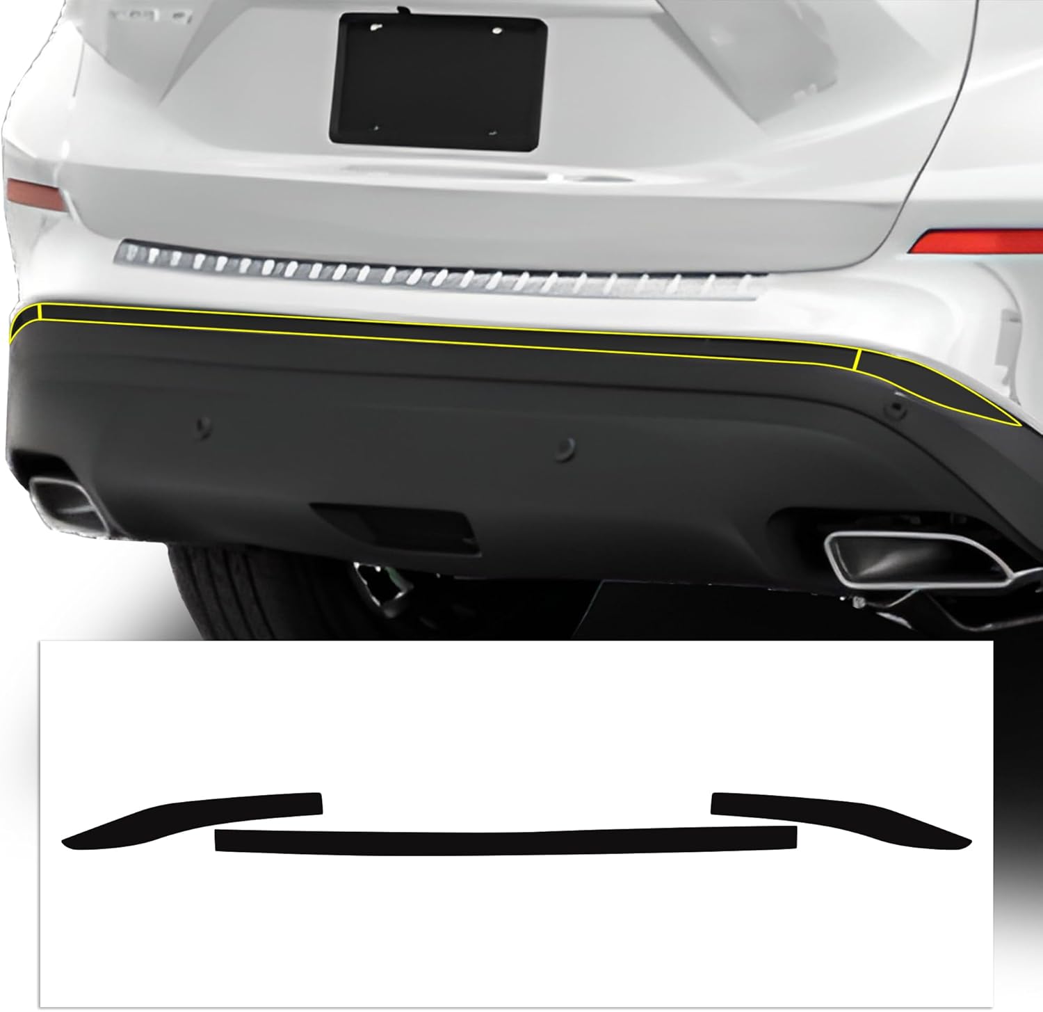 BOGAR TECH DESIGNS for Nissan Murano 2015-2024 Rear Bumper Chrome Delete – Precut Vinyl Trim Overlay, Gloss Black Blackout Look