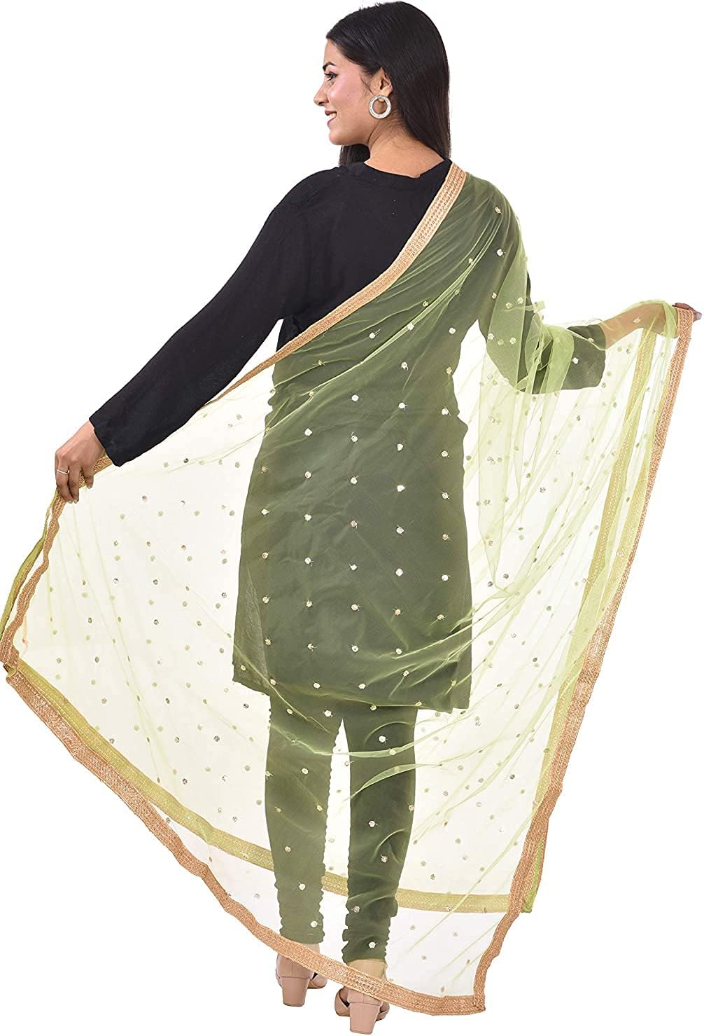 themilestocks Woman's Embellished Net Dupatta Scarf Shawl Wrap Soft Indian Bridal Wedding - Image 3