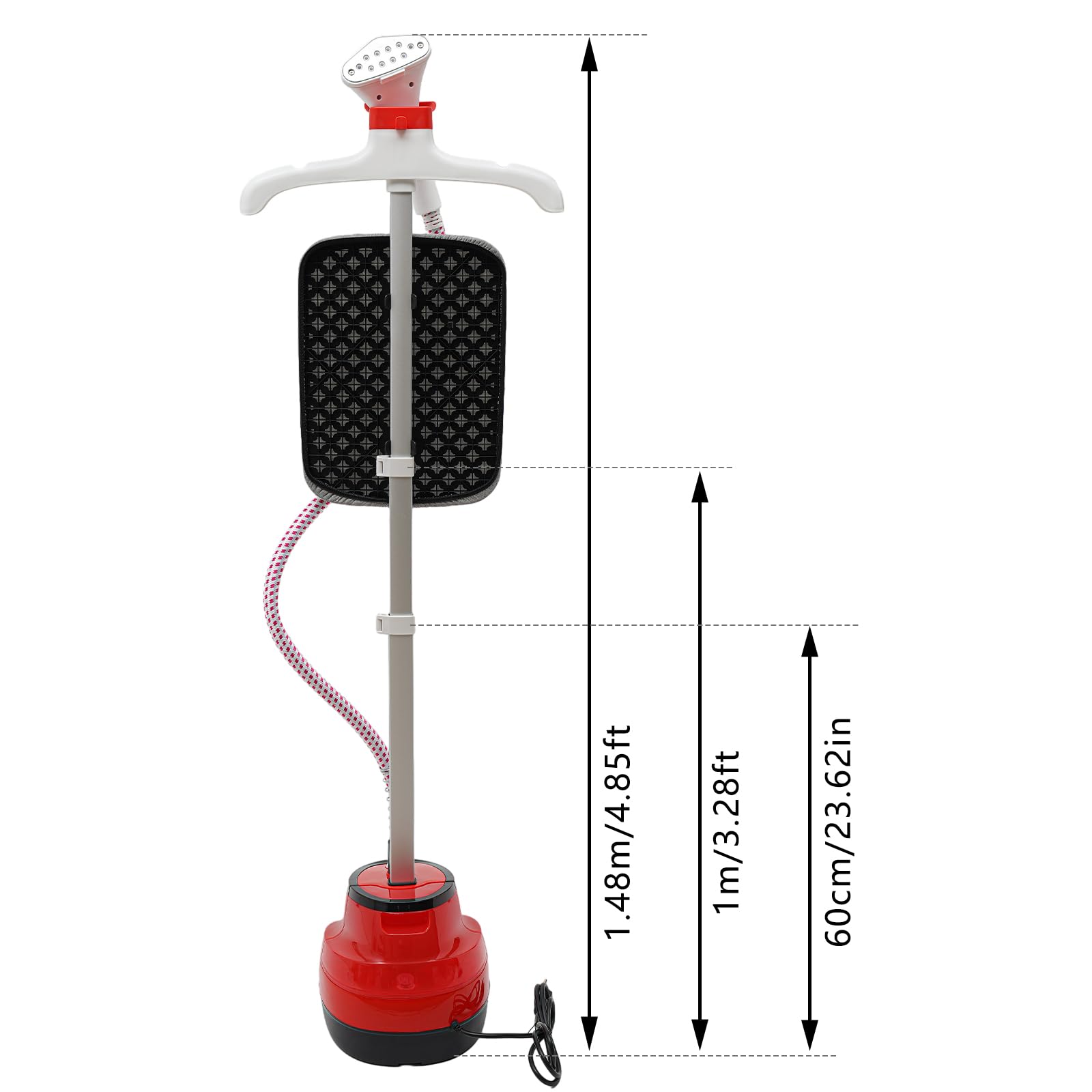 Professional Steamer for Clothes,Standing Garment Steamer,Pants Press,Steam Fabric Steamer,Standing Steamer, Cloth Steamer with Ironing Board,Red,110V,1350W,for Suits,Knitwear