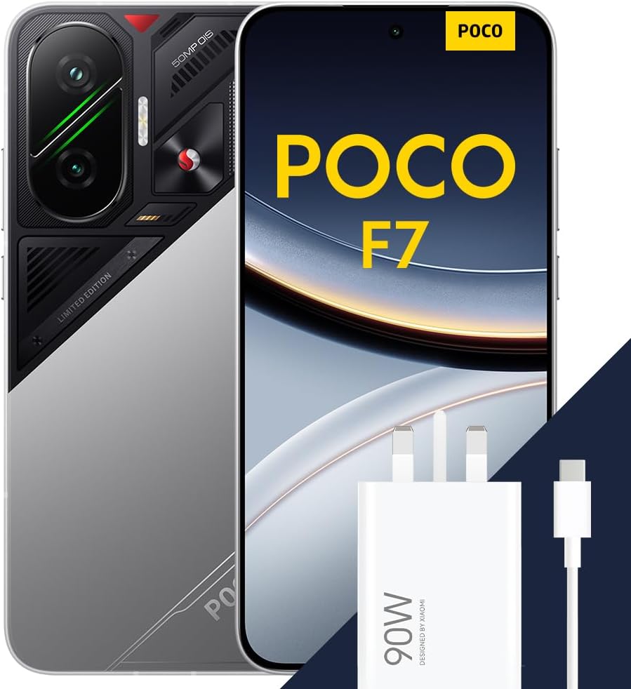 POCO F7 Smartphone, 12+512GB, Silver, Flagship Snapdragon® 8s Gen 4, 6500mAh battery, 50MP Sony camera with OIS, 6.83" 1.5K 120Hz AMOLED display (Included power adapter)