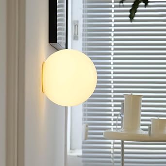 White Ball Glass Wall Lamp French Retro Bubble Glass Wall Light Minimalist Glass Bubble Wall Lamp Wall Lighting Fixture Decorative Wall Light for Bedroom, Corridor, Stairs