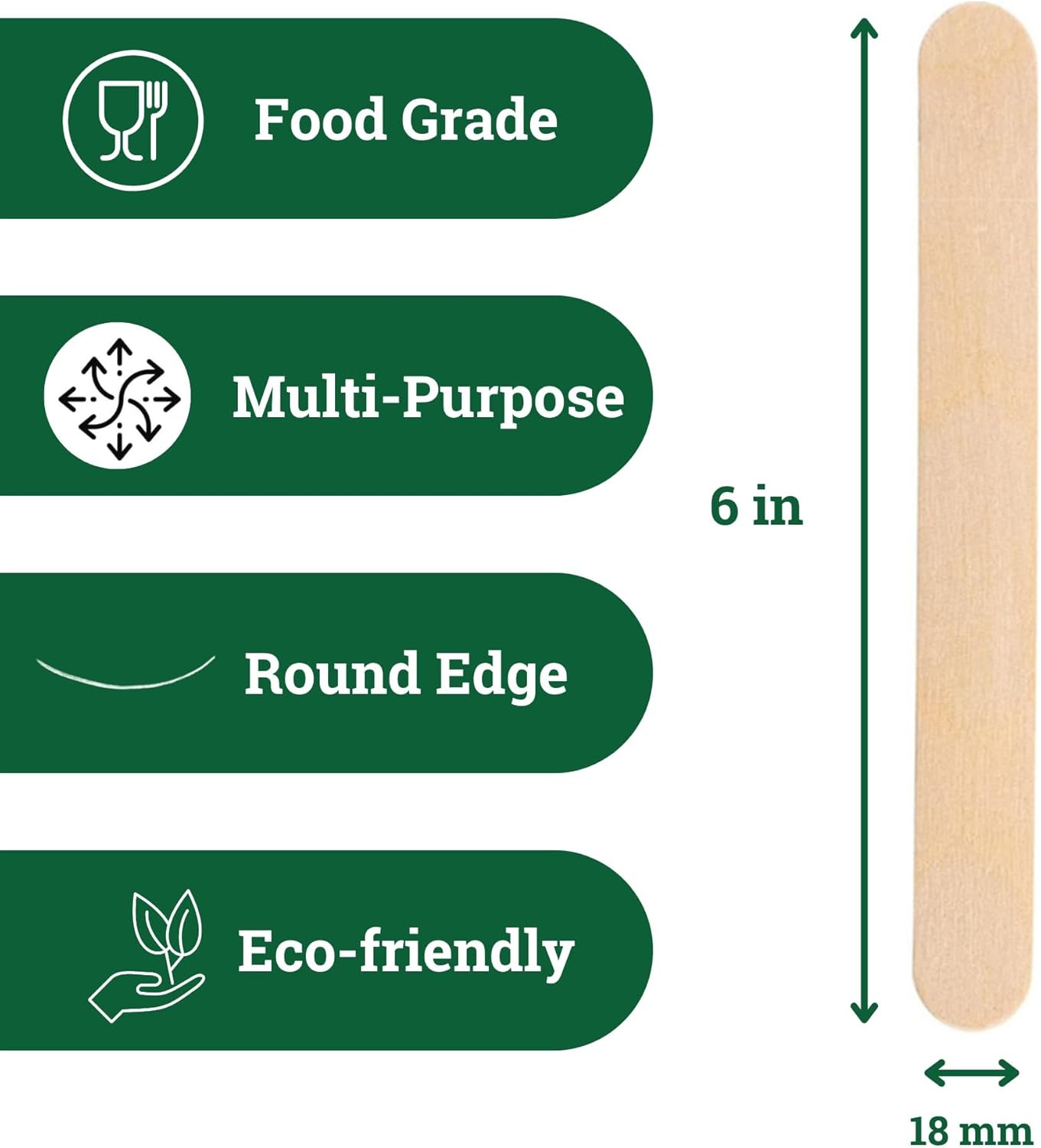Jumbo 6 Inch Wooden Multi-Purpose Popsicle Sticks,Craft, Ice Cream, Wax, Waxing, Tongue Depressor Wood Sticks [1000 Count]