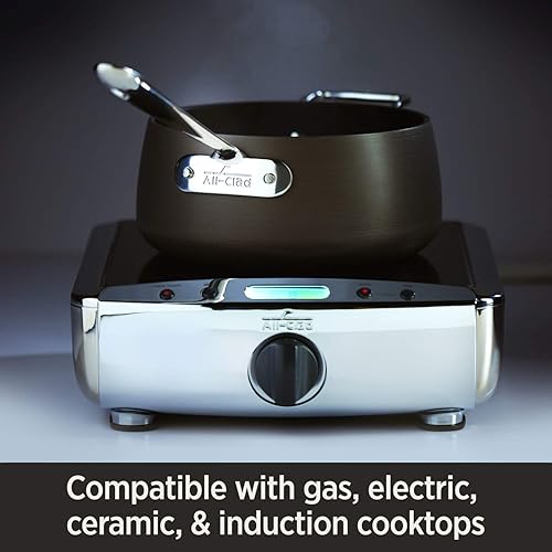 Miniatura 6 de All-Clad HA1 - Olla antiadherente anodizada dura de 8 cuartos de galón, apta para horno de inducción, 500 F, tapa segura 350F, ollas y sartenes