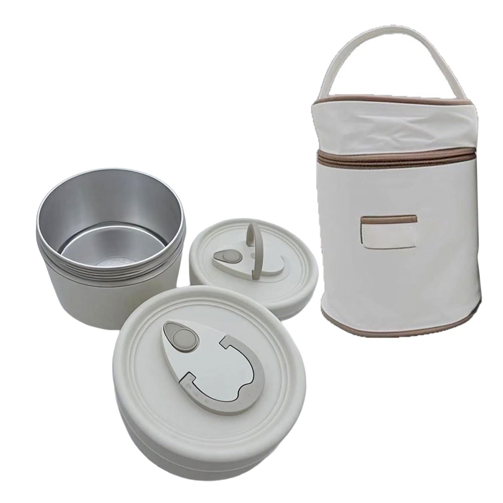 Buxuaaaa Round Metal Food Jar Container Set with Double Separate Insulated Compartments and Ergonomic Carrying Handle Round Insulated Lunch Box