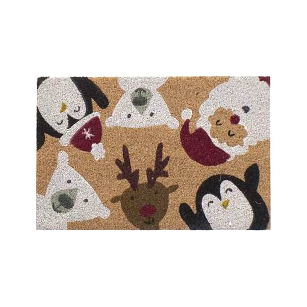 PLUS HOME Felpudo de Navidad con Fibra Coco,papánoel Ciervo Oso pingüino tamaño 60 * 40 * 1.5cm.