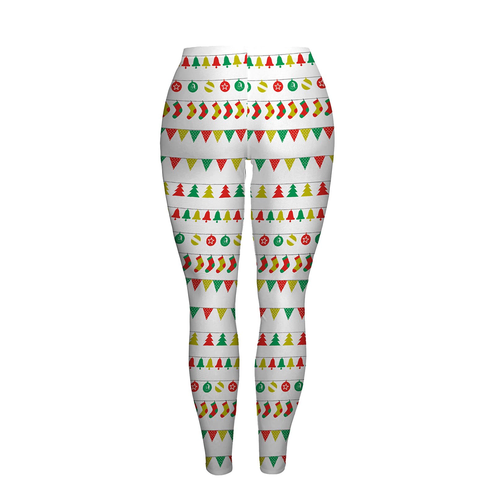 Women's Sports Casual Christmas Digital Print Stretchy Skinny Calf Pants FF264