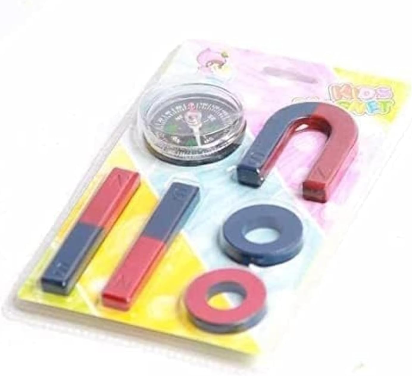 KRYTONE�6PCS Science Magnets Set for Education Science School Classroom Experiment Tools for Kids Including Bar/Ring/Horseshoe/Thread/Car Magnets (N0:-1)