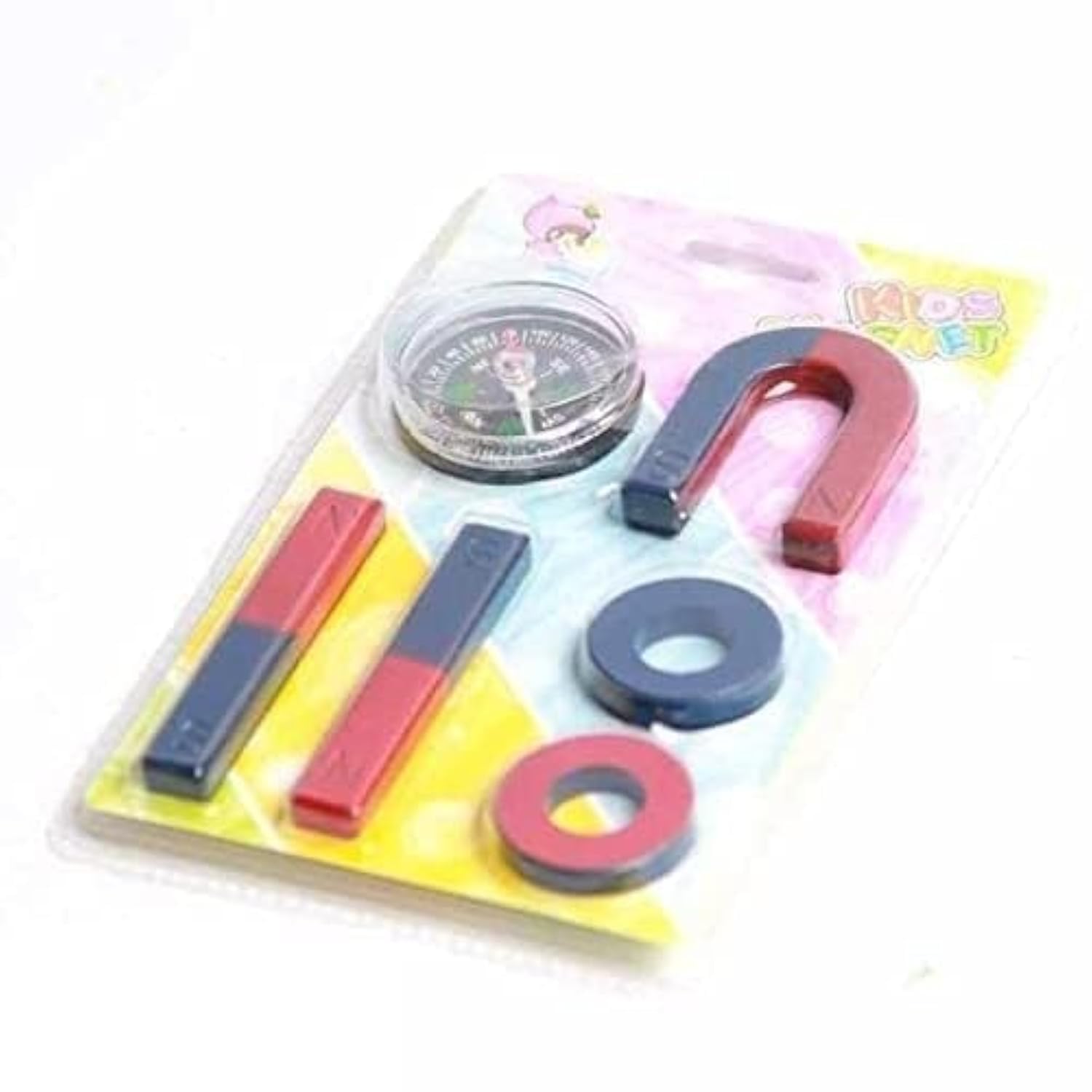 KRYTONE�6PCS Science Magnets Set for Education Science School Classroom Experiment Tools for Kids Including Bar/Ring/Horseshoe/Thread/Car Magnets (N0:-1)