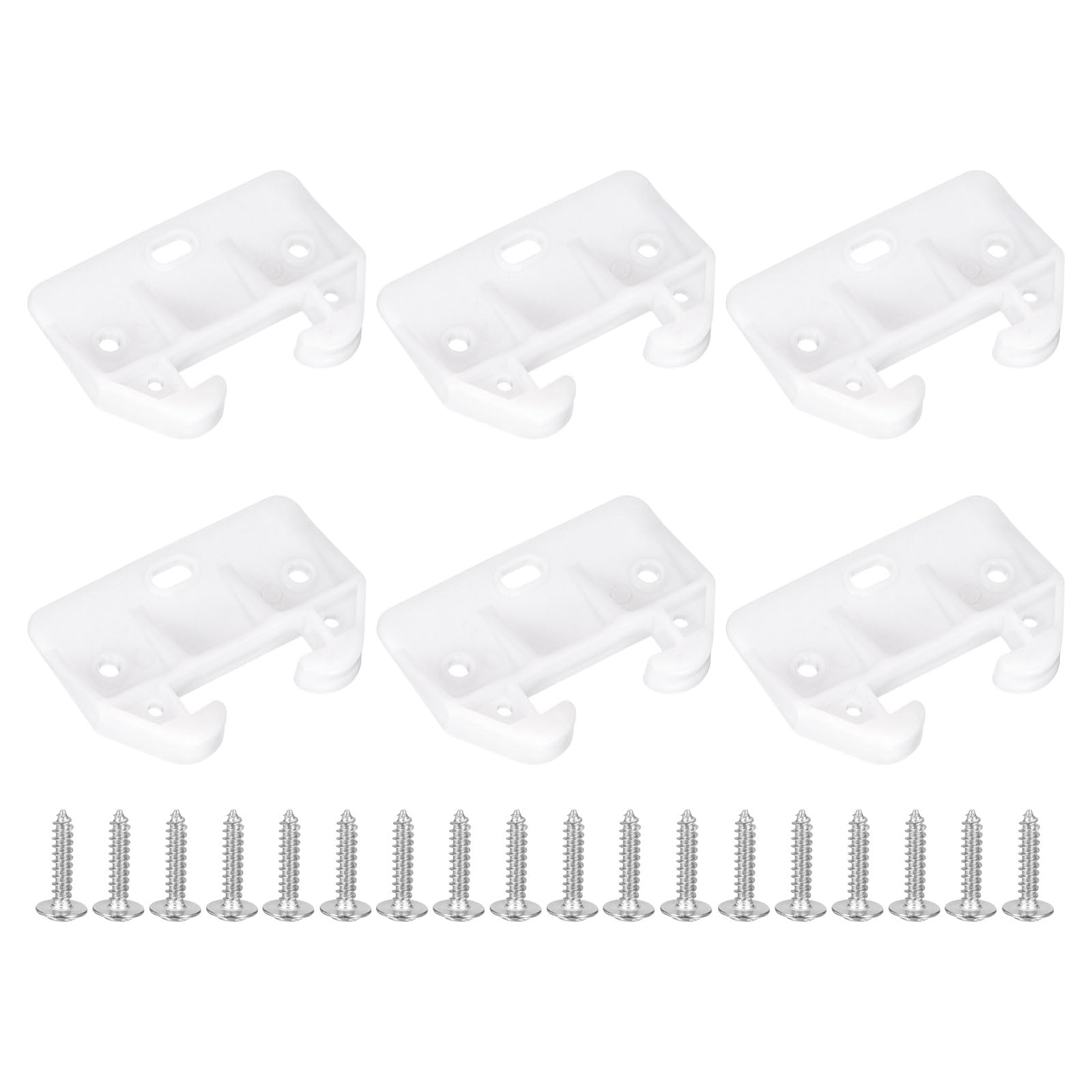 sourcing map 6 Pcs Drawer Guide Brackets, 2.32" x 1.61" Plastic Drawer Track Furniture Replacement Part, Slides Guides Bracket for Dressers Hutches, and Drawer Systems, White