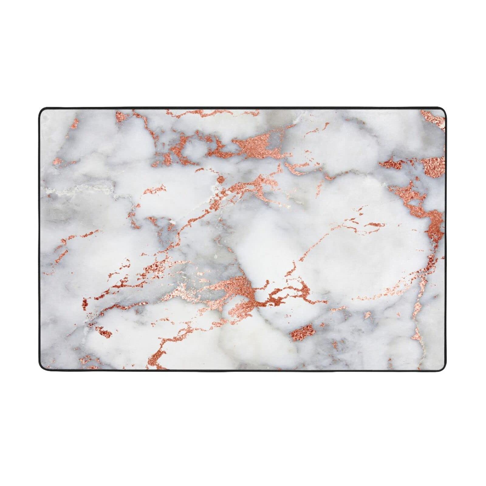 Tapis de salon lavable marbre or rose 150x100 cm grand tapis antidérapant chambre et cuisine