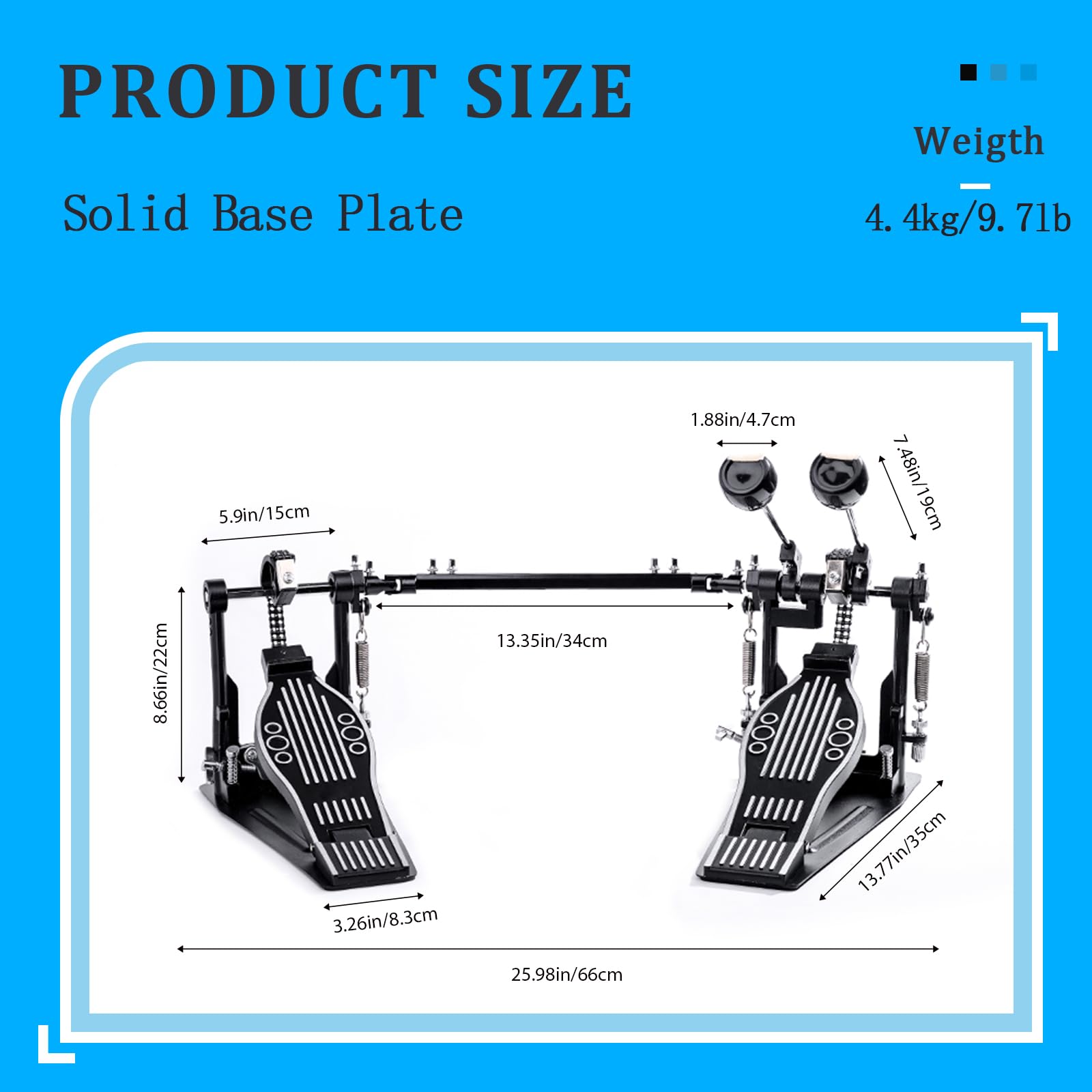 Doppio Pedale Batteria, Doppio Pedale con Doppia Catena, Doppio Pedale, Accessori per Percussioni Professionali (V-ST13)
