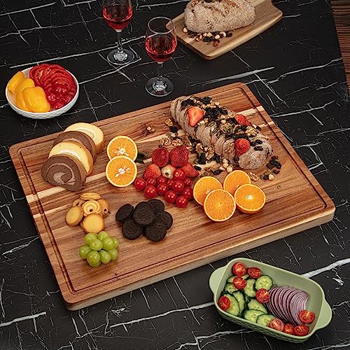 GAOMON 24 x 18 In Acacia Cutting Boardfor Kitchen, XXL Extra Large Charcuterie Cheese Platter Serving Tray, Food Prep and Serving Boards, Chopping Boards for Meal Vegetables and Cheese