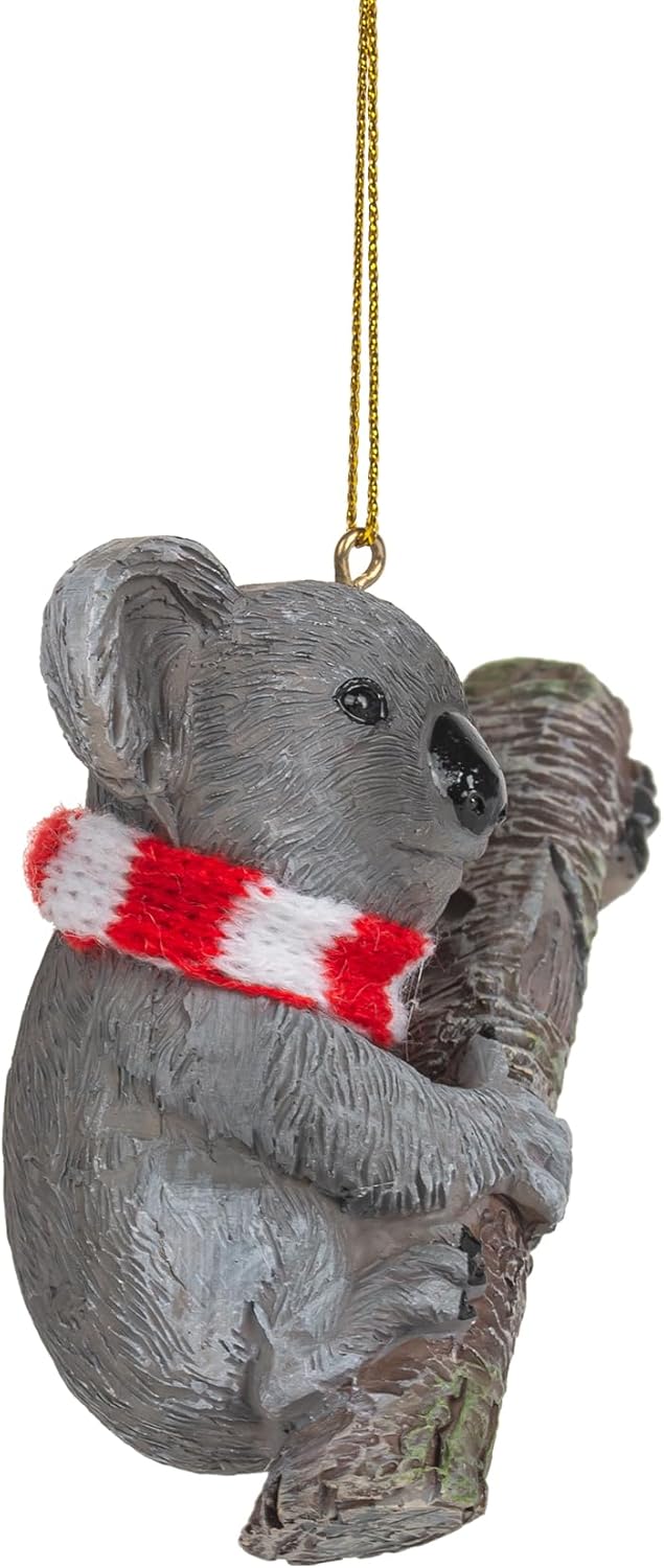 Koala Bear Wearing Candy Cane Scarf Christmas Tree Ornament - Image 3