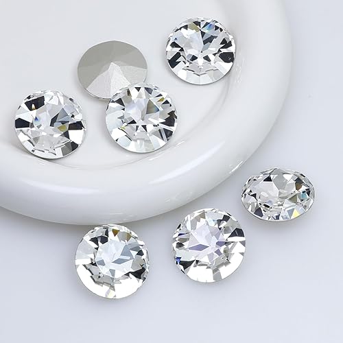 Miniatura 5 de DONGZHOU Pointback - 8 diamantes de imitación redondos de cristal K9 de 1.063 in, piedras preciosas grandes transparentes para manualidades,
