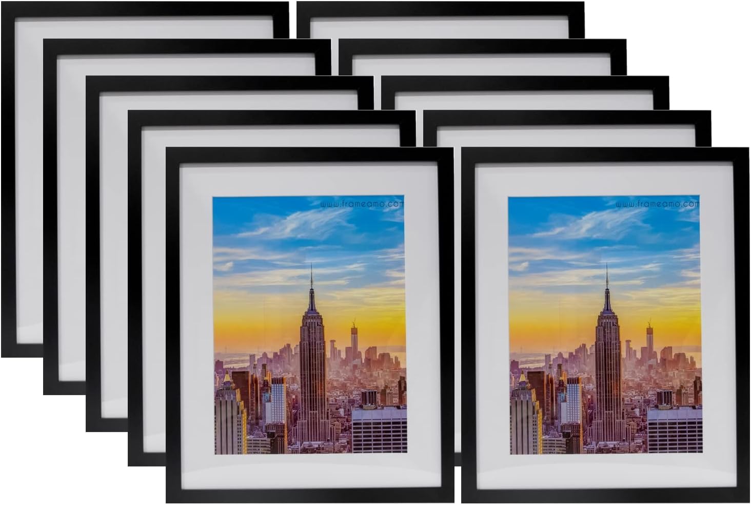 Frame Amo 16x20 Black Picture Frame, White Mat with 11