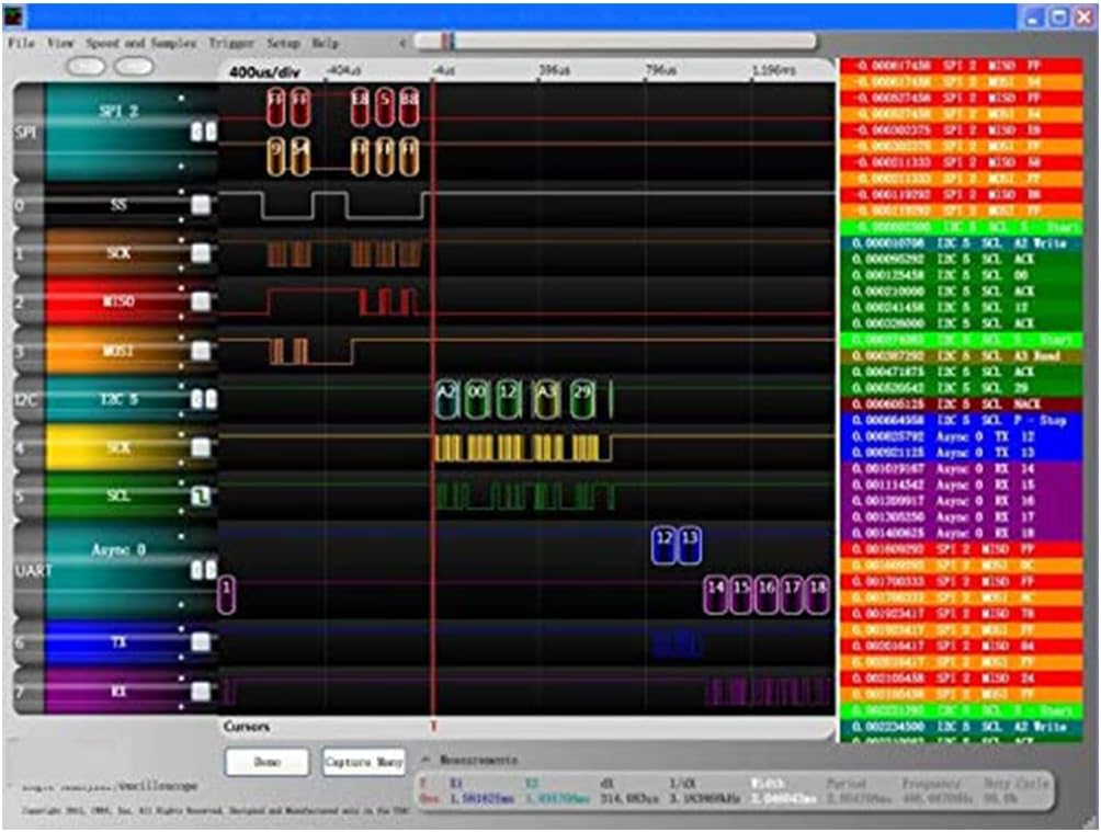 Logic Analyzer 24MHz, 8-Channel, USB Protocol Analyzer | Decodes UART, I2C, SPI protocols, works with Sigrok PulseView, for microcontroller and FPGA debugging