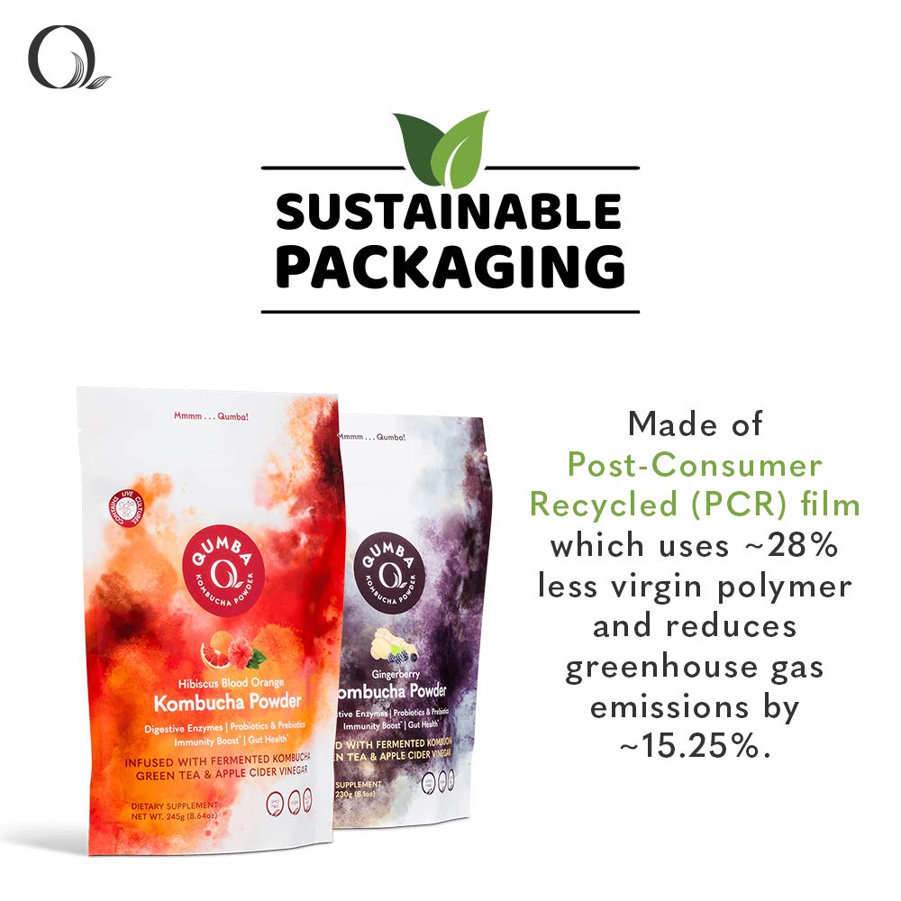 Qumba Kombucha Prebiotic and Probiotic Powder Supplement Digestive