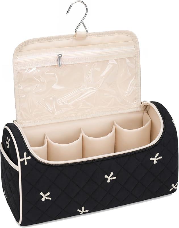 TeeYee Bolsa de viagem para ferramentas de cabelo com alça, compatível com Dyson Airwrap e Shark FlexStyle, preta com padrão de laço