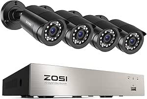 ZOSI 3K Lite Security Camera System Indoor Outdoor,AI Human/Vehicle Detection,Night Vision,Remote Access,4pcs 1080P 1920TVL Weatherproof Surveillance Cameras,H.265+ 8CH CCTV DVR(NO HDD) asin的图片