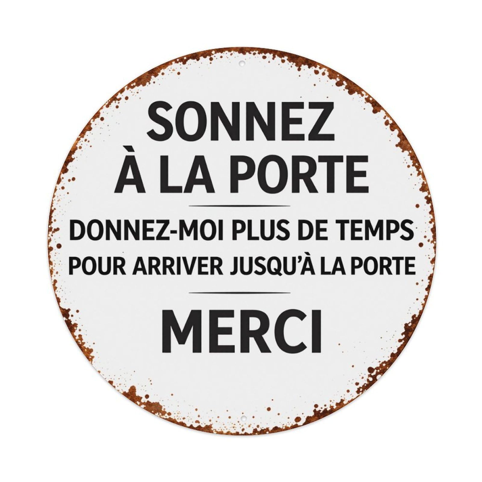 Wmlzdnwr Vintage Knock On The Door Give Me More Time To Get To The Door Thank You Round Tin Sign,Retro Wall Art,Metal Poster For Home, Bar, Garage, Cafe, Rustic Indoor & Outdoor Decor, 8X8 Inches