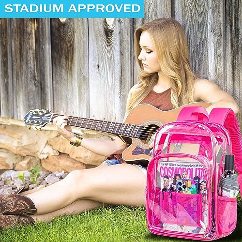 Image of AGSDON Clear Backpack, Heavy Duty Transparent Bookbag, See Through PVC Backpacks for Women Men