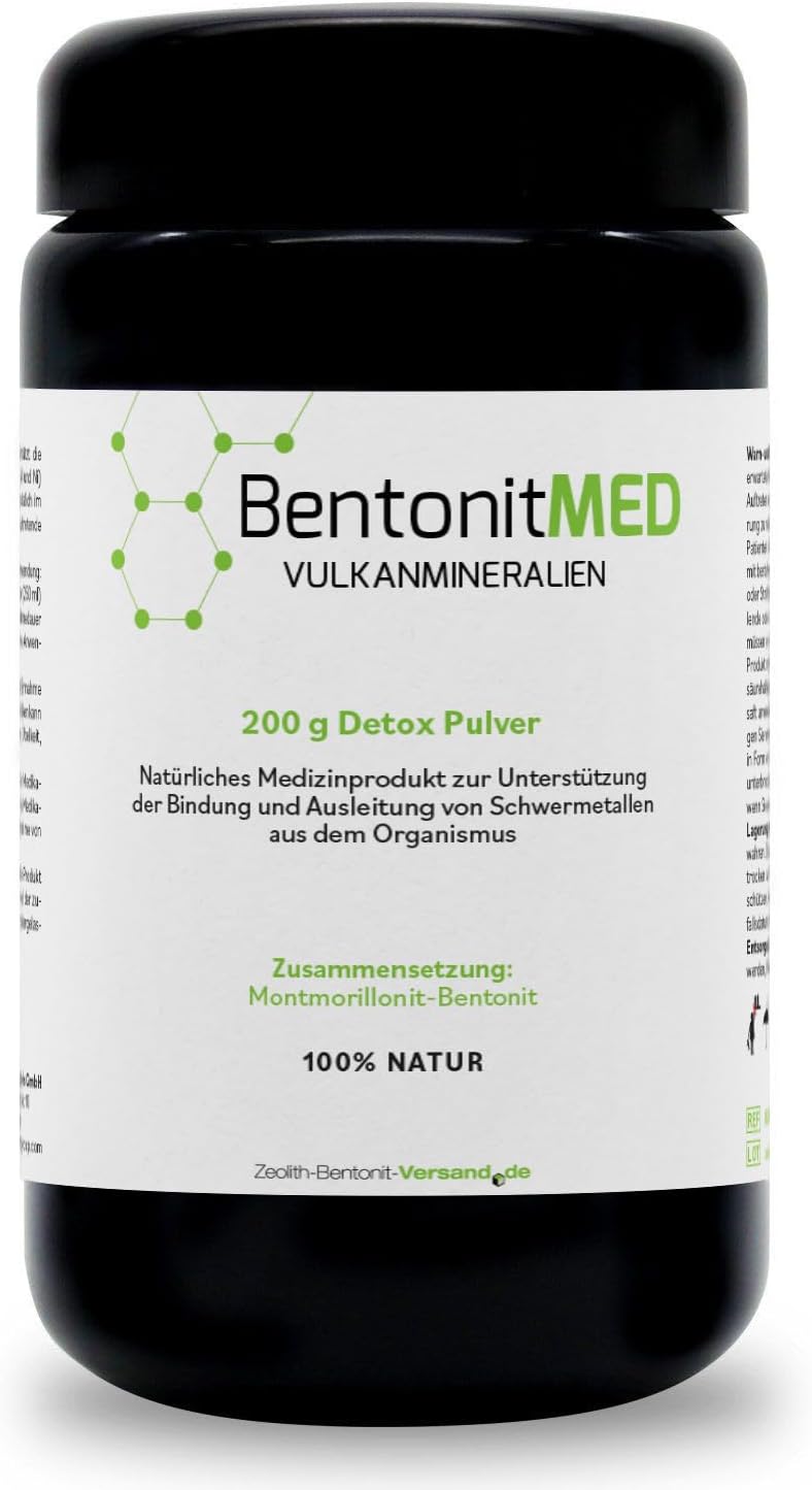 Bentonite MED® Detox Powder 200g in Miron Violet Glass, Medical Device