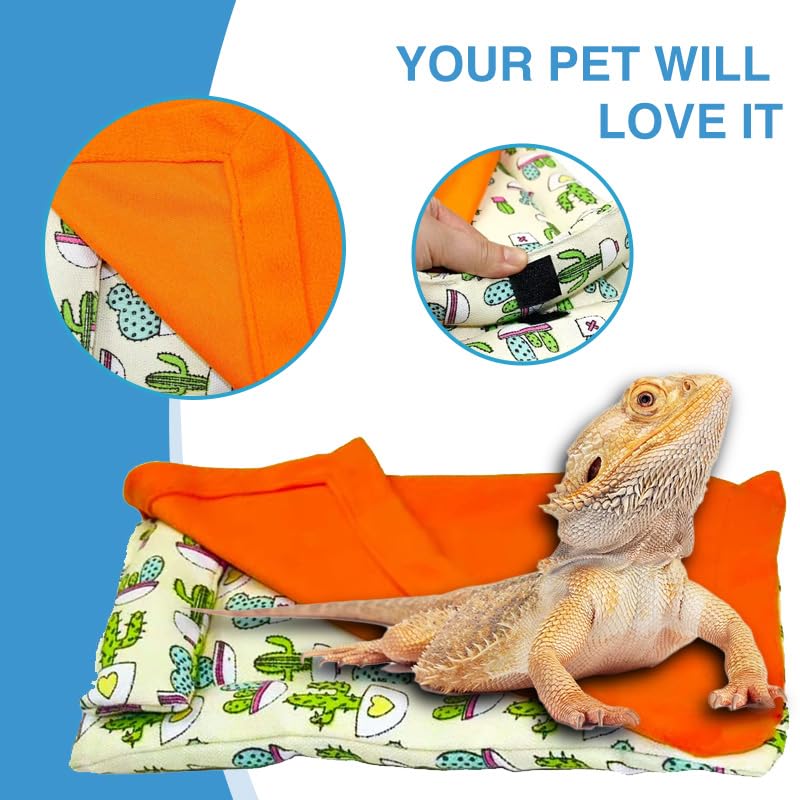 Set sacco a pelo con amaca con drago barbuto, letto per animali domestici con cuscino e coperta, habitat morbido e caldo, per drago barbuto, lucertola, leopardo, geco e piccoli animali domestici
