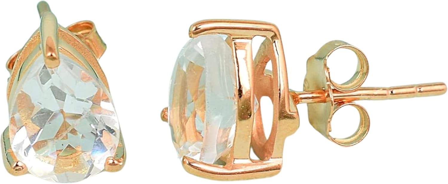 7x9mm 洋ナシ型宝石 18Kゴールドメッキ イヤリング 5ct 本物の宝石クリスタル 誕生石ジュエリー 女性用, スターリングシ