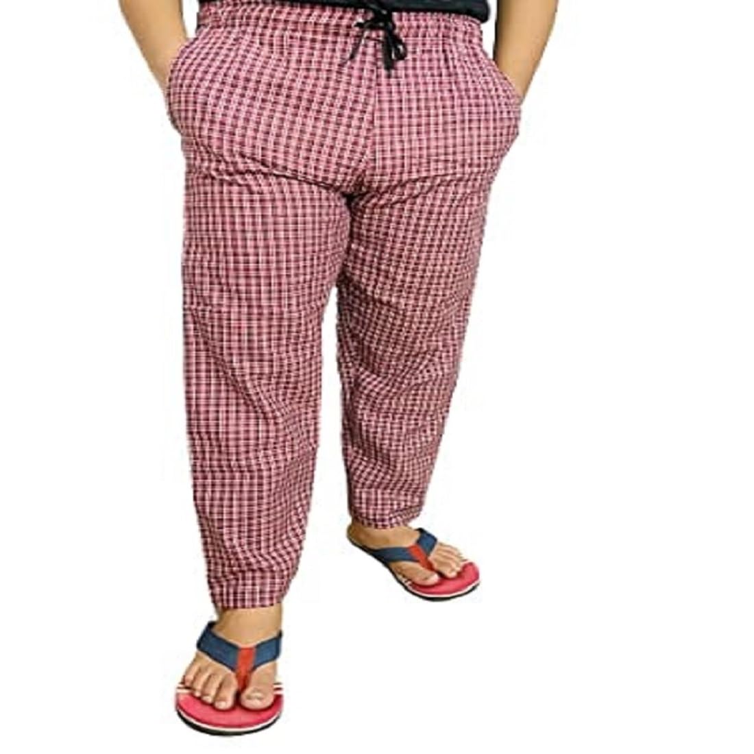 Men's Regular Fit Cotton Blend Checkered Casual Pyjama Lower Pant | Soft Loungewear with Drawstring Waist & Pockets-picture-32
