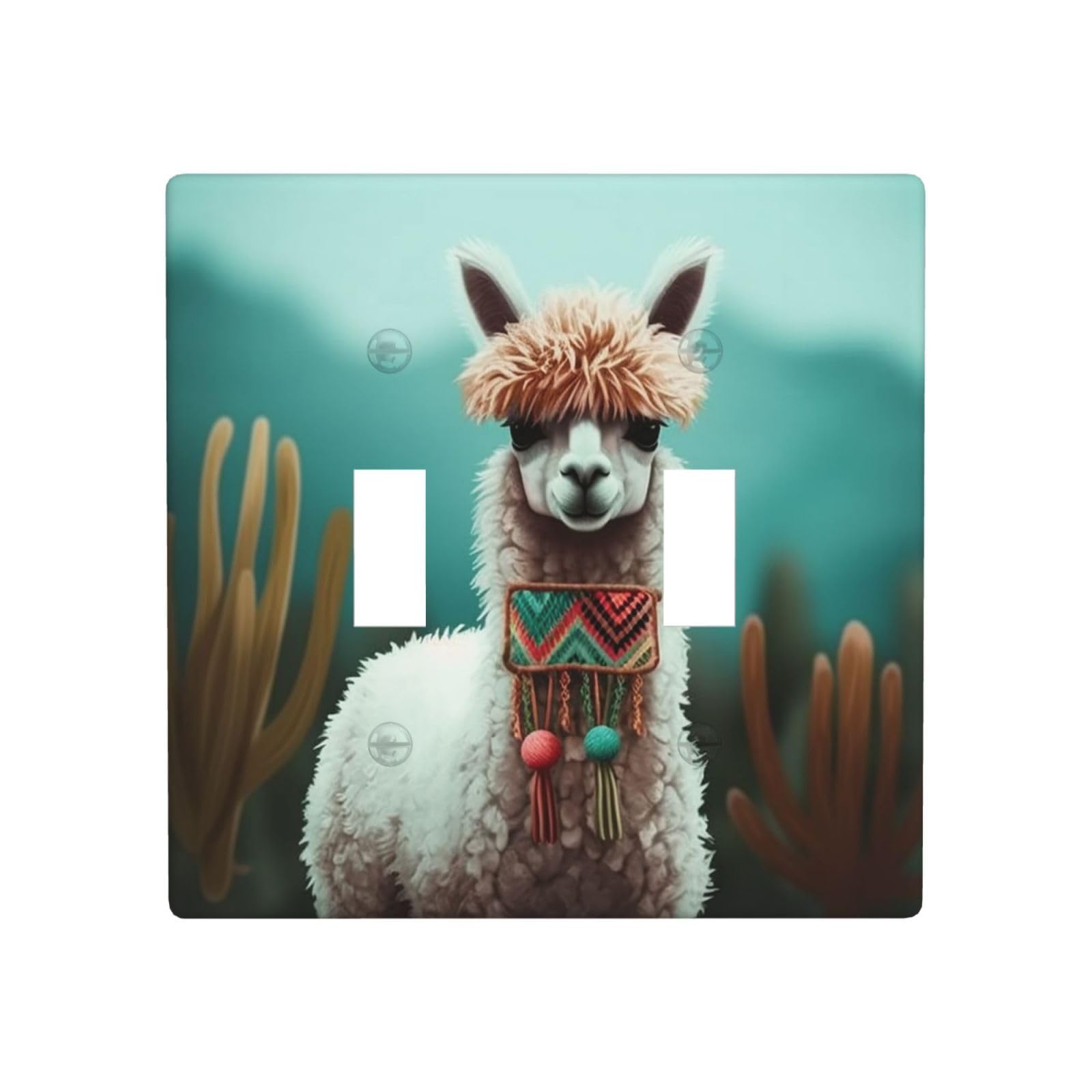 Aceprints Alpaca 2 Gang Double Toggle Wall Plates, Unbreakable Decorative Duplex Light Switch Plate Covers Electrical Switchplate Cover Faceplate For Bathroom Kitchen Decor
