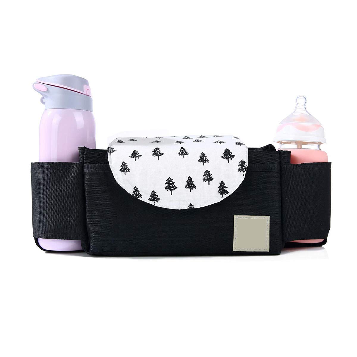 Outdoor Travel Baby Strollers Storage Bag Organizer Pram Buggy Pushchair Cup Diaper Hanging Pouch (Black)