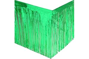 Green Metallic Fringe Foil Table Skirt Banner Party Decoration