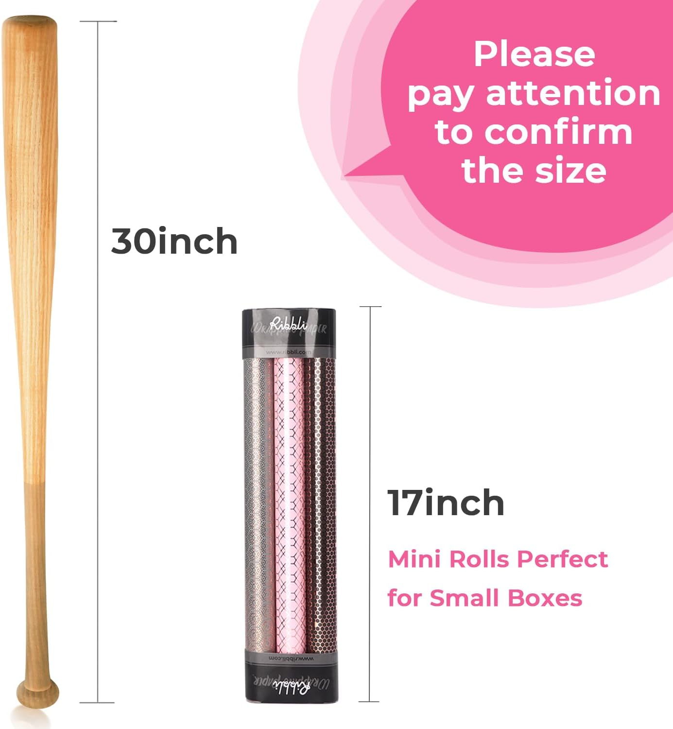Ribbli Rose Gold Pink Birthday Wrapping Paper Mini Roll, 3 Rolls Grey Pink Black Geometry Pattern with Rose Gold Foil for Valentines Day Mothers Day Wedding - 17 inch x 120 inch(10feet) Per Roll image 2