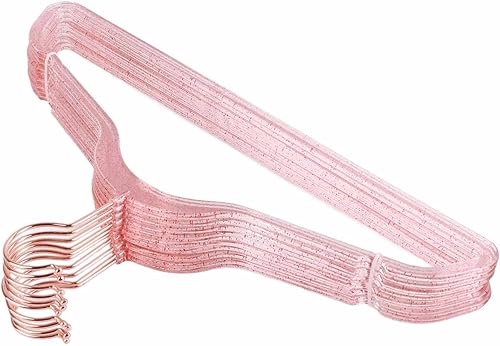 Miniatura 2 de Perchas de ropa, triángulos resistentes que ahorran espacio con purpurina transparente de cristal sin costuras, percheros esenciales para el hogar