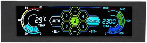 Controlador de ventilador Monitor de temperatura Control automático de velocidad LCD Panel frontal STW 5.25 "Pantalla táctil de 5 canales para