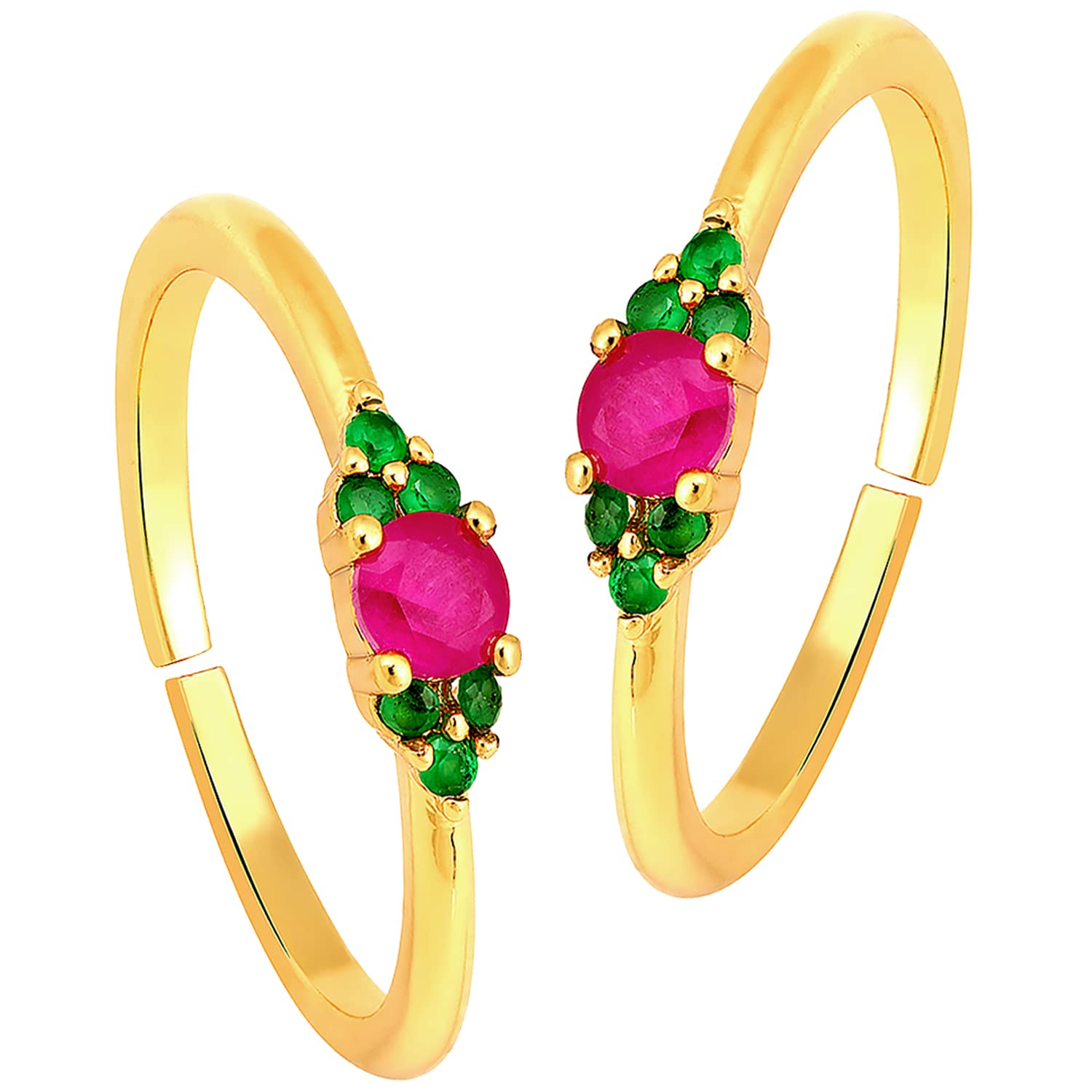 Peora Gold Plated Rani Pink Green Cubic Zirconia Studded Adjustable Toe Ring Stylish Fancy Daily Regular Jewellery for Women and Girls|Rakhi Rakshabandhan Gift for Sister Bhabhi, Gifts for Women (B0C3LLQWXS) Amazon Price History, Amazon Price Tracker